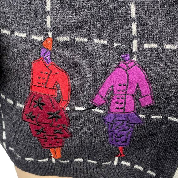 Vtg Pier Antonio Gaspari Avant Garde Merino Wool Plaid Patchwork Cardigan SZ L - Picture 2 of 10